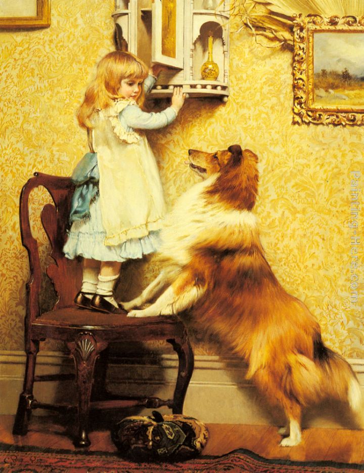 A Little Girl and her Sheltie painting - Charles Burton Barber A Little Girl and her Sheltie art painting